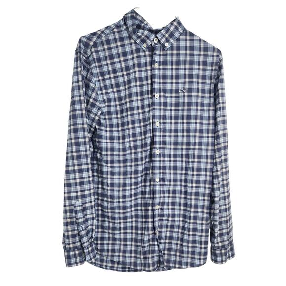 Vineyard Vines Blue Long Sleeve Button Down Plaid Shirt Womens Extra Large XL - Picture 1 of 6